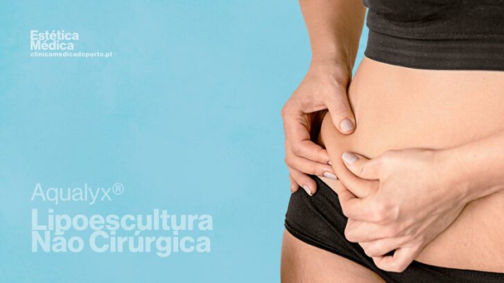 Corpo de mulher, tronco, mulher que aperta ou belisca o seu abdómen,